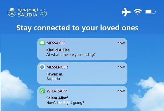 Saudi Airline Offers Free Text Messages on Facebook, Whatsapp & iMessage-SaudiExpatriate.com