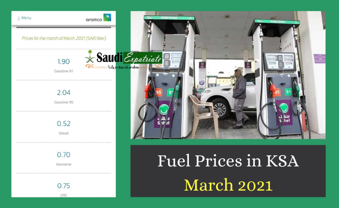 Fuel Prices in KSA MArch 2021 SaudiExpatriate.com