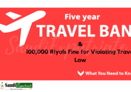 Five year Travel Ban 100,000 Riyals Fine for Violating Travel Law